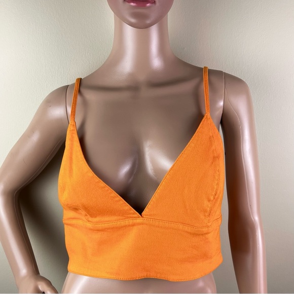 ALICE + OLIVIA ORANGE DENIM CROP TOP - Picture 2 of 6